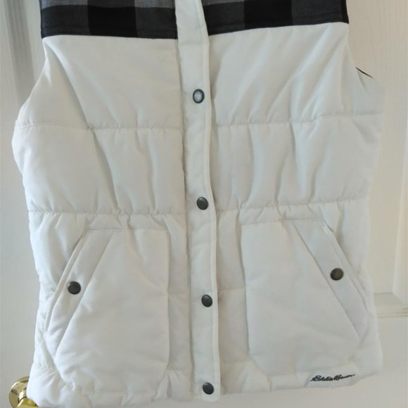 Ladies Eddie Bauer White Black Buffalo Check Small - Picture 3 of 7